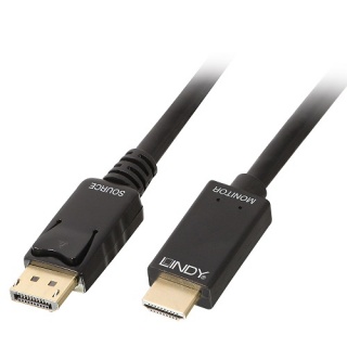 Cablu Displayport la HDMI 4K 0.5m T-T Negru, Lindy L36920